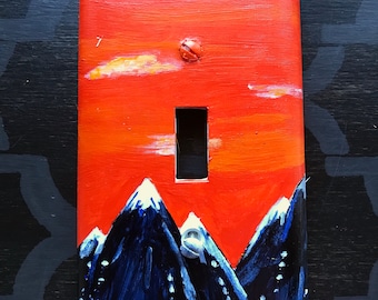 Hand Painted Mountain Sunset Single Switch Plate FREE SHIPPING