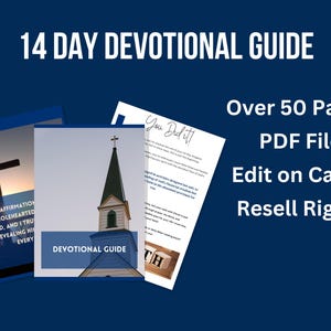 14 Day Devotional Ebook Template Canva Christian Planner Prayer Journal Digital Products Daily scriptures reflections prayers prayer list