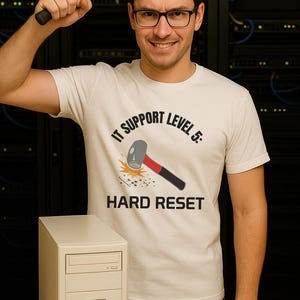Hard Reset Hammer T-Shirt: Funny Tech Support Tee