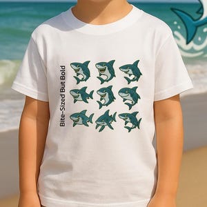 Bite Sized But Bold Shark Shirt for Kids Funny Ocean Animal Tee for Boys Girls Shark Week T Shirt Sea Life Lover Gift