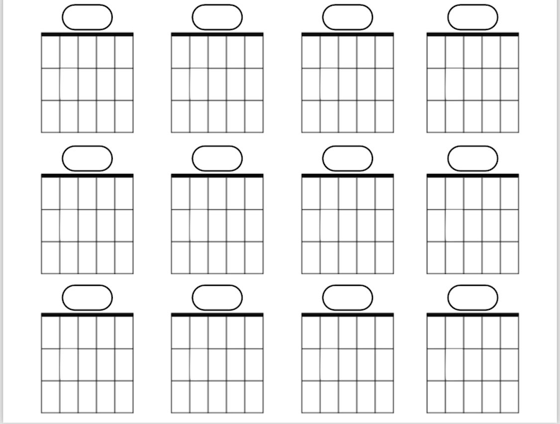 Blank Guitar Chord Boxes Landscape - Etsy