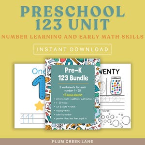 Preschool Numbers 1–20 Worksheets Bundle | Counting, Tracing & Math ...