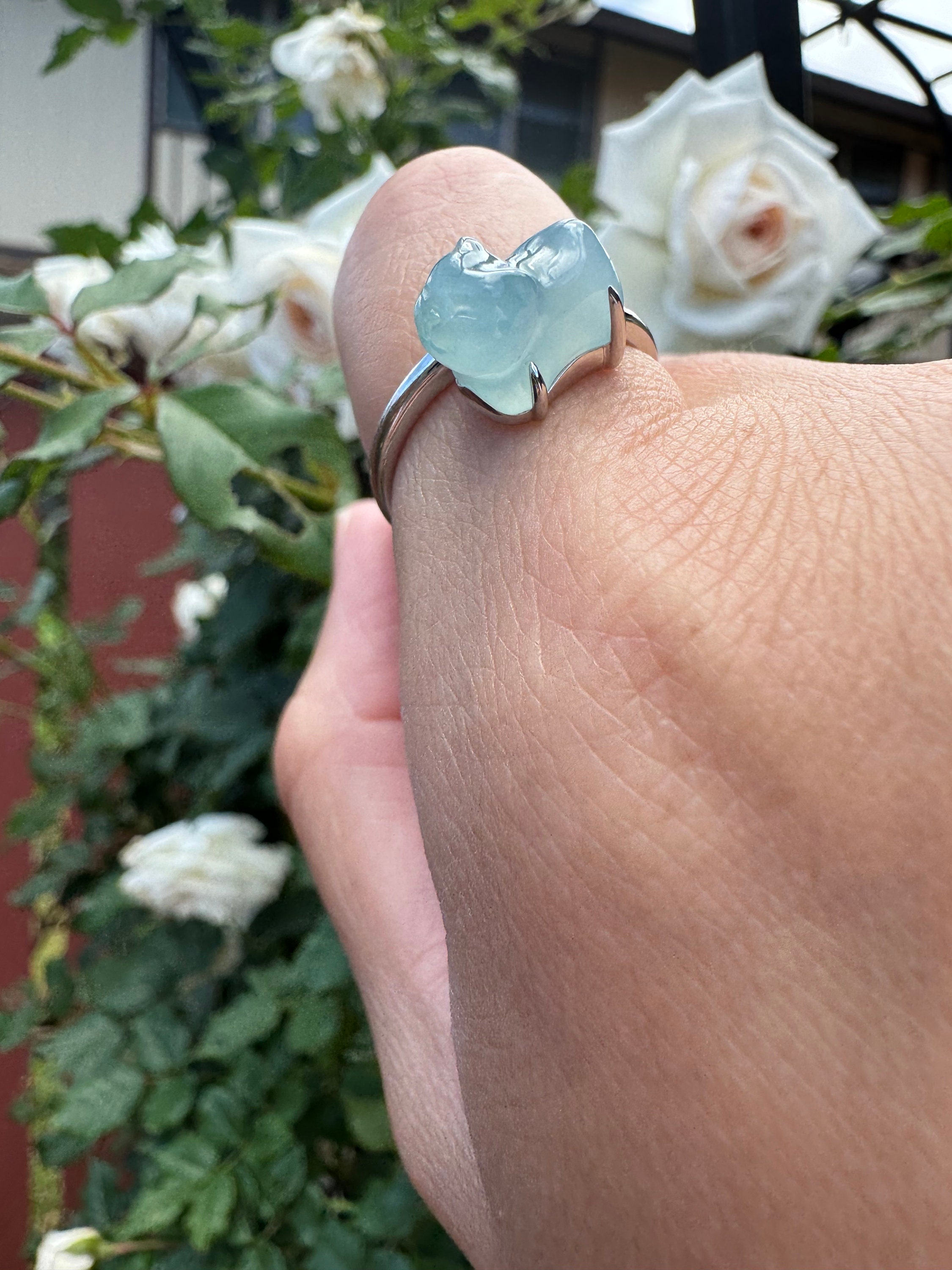 18k White Gold Jade Ring 18k白金翡翠戒指 - Etsy 18k White Gold Jade Ring 18k白金翡翠戒指 - Etsy