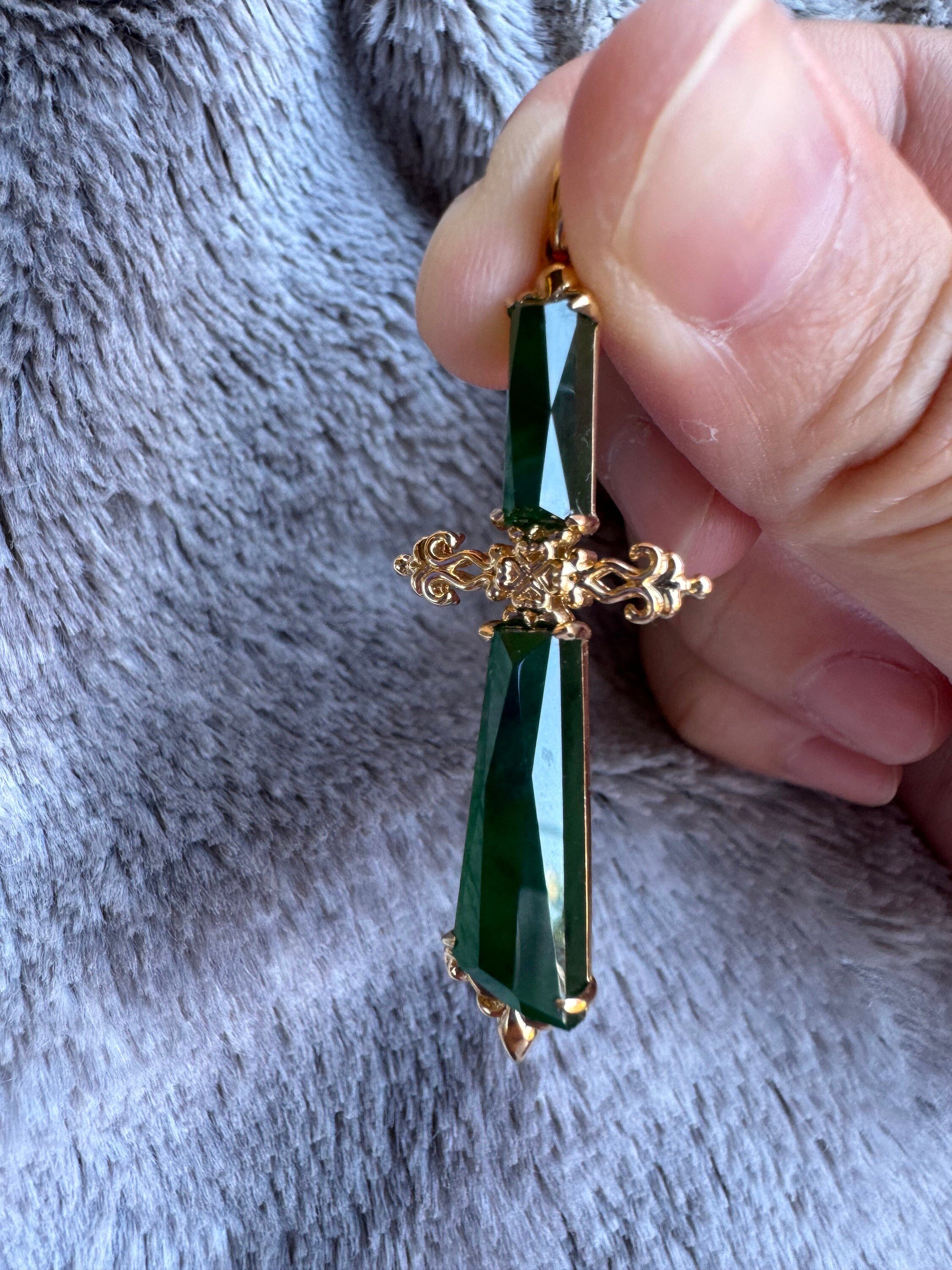 18k Gold Jade Pendant 18k金翡翠十字架 - Etsy