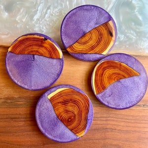 Handmade Coasters Wood and Resin Unique Gift Idea For Home Decor - Set of 4 Coasters for Drinks
