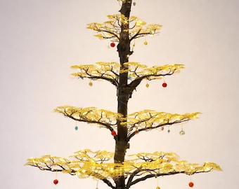 Árbol de Navidad artesanal de alambre de aluminio con ramas naturales – Hecho por encargo