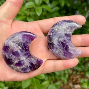 Amethyst Moons, Natural Crystal Moons, Energy Gemstone Carvings, Crystal Specimens, Table Decor