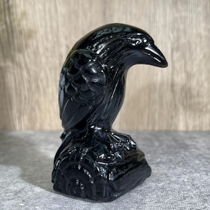 Corbeaux en obsidienne naturelle 3,5 pouces, corbeaux en cristal, animaux en cristal, décoration en cristal