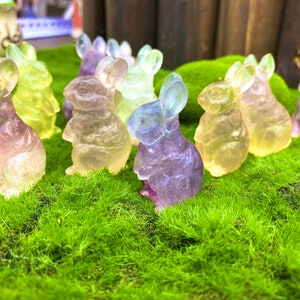 2&#39;&#39; Natural Fluorite Rabbit,Handmade Rainbow Fluorite, Home Decor, Lovely Rabbit, Crystal Rabbit, Crystal Animal, Crystal Rabbit Gift