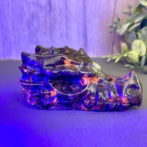 3&#39;&#39; Natural Yooperlite Dragon Heads, Hand Carved Dragon Heads, Healing Crystal Dragon Skulls, Energy Gemstone Gift