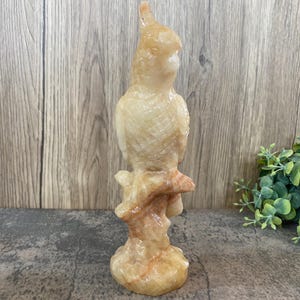 Hand Carved Yellow Jade Parrot Sculpture: Crystal Bird Figurine