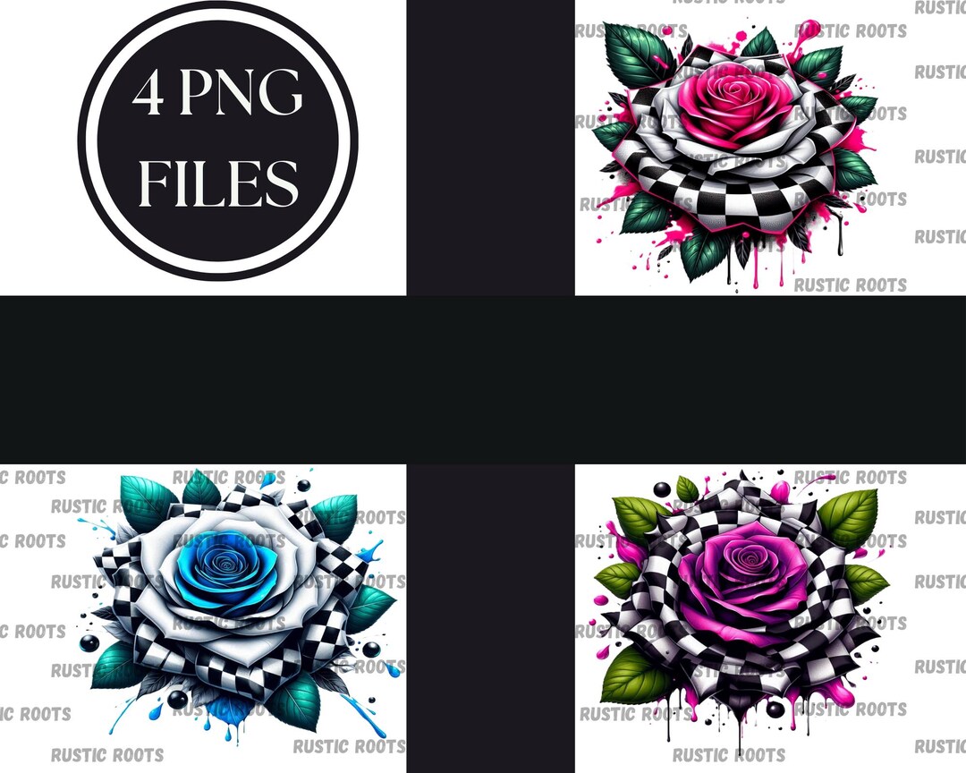 Checkered Flag Rose PNG Set: Racing Designs (digital Download) - Etsy