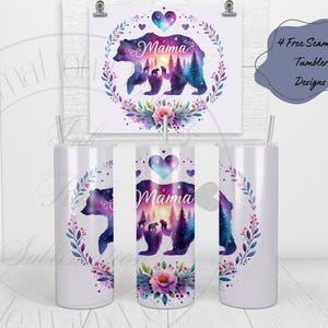 Mama Bear Tumbler Wrap Nahtlos 20 Unzen Skinny Tumbler Sublimation Design Digitaler Download PNG Instant DIGITAL NUR - Geschenk für Mama - Mama