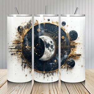 Celestial Elements Moon Phase Tumbler Design - Sublimation 20 oz -  Skinny Tumbler -  Instant PNG - Moon Tumbler - Zodiac Tumbler