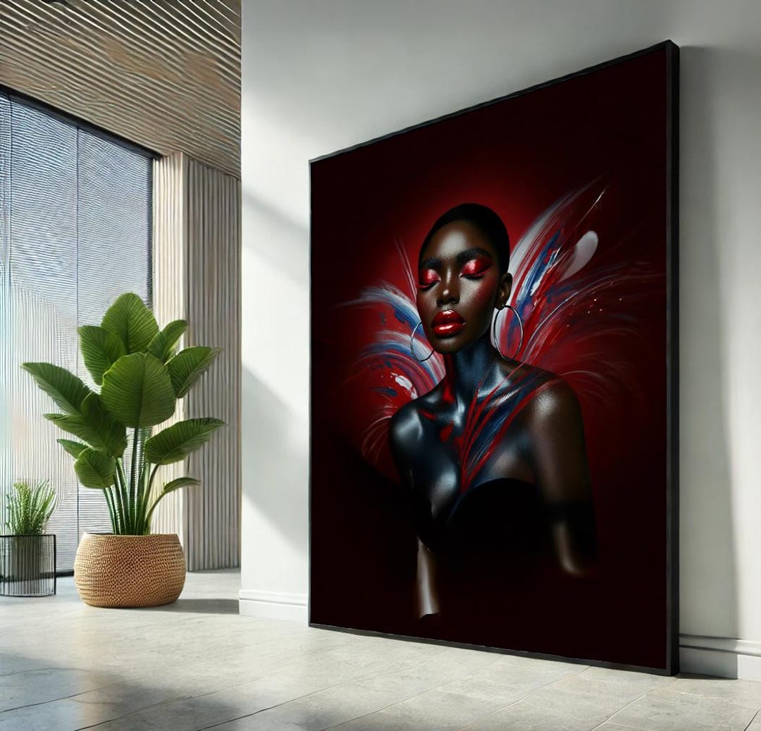 African Black Woman Canvas Painting Abstract Ethnic Figure Posters and Prints Wall Art Pictures Living Room Home Decor 30x40cm(12x16)x3Pcs Withframe