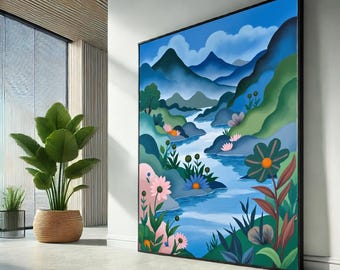 Impresión en lienzo inspirada en el lago Tarsila do Amaral, arte modernista brasileño