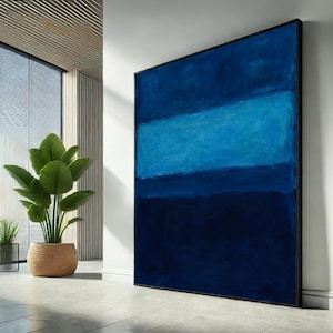 Mark Rothko Dark Blue Color Field Painting, Canvas Wall Art Print, Modern Abstract Minimalist Decor, Luxury Interior Poster, Ready to Hang