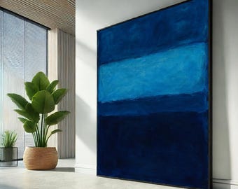 Mark Rothko Dark Blue Color Field Painting, Canvas Wall Art Print, Modern Abstract Minimalist Decor, Luxury Interior Poster, Ready to Hang