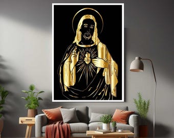 Jesus Christ Framed Modern Canvas Wall Art Print Ready To Hang Gift For Office , Home, Mom, Valentine