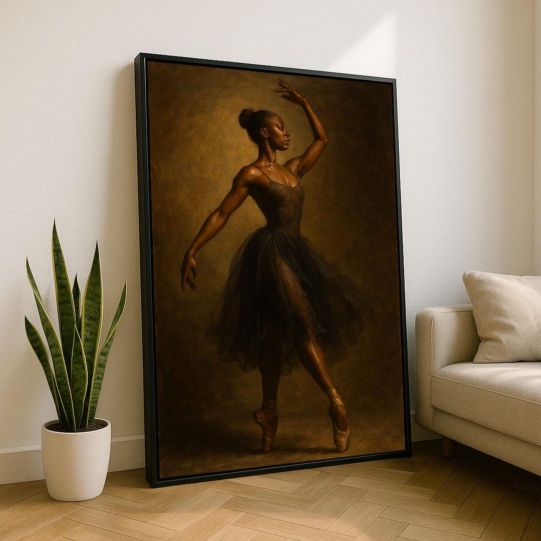 Elegant Black Ballerina Portrait Canvas Wall Art Print Modern Living ...