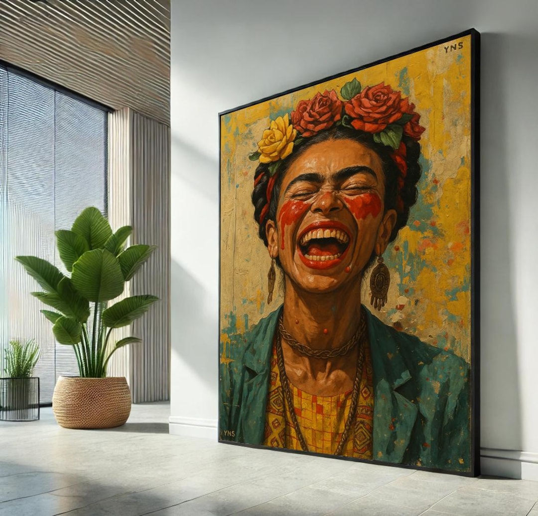 Frida Kahlo Inspired Canvas Wall Art Print | Vibrant Mexican Art ...