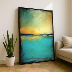 Stampa artistica da parete su tela giallo-verde acqua di Mark Rothko, pezzo d'arredo moderno per il soggiorno