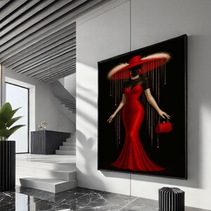 Elegant Woman in Red Dress Canvas Art Print | Chic Home Decor - Etsy