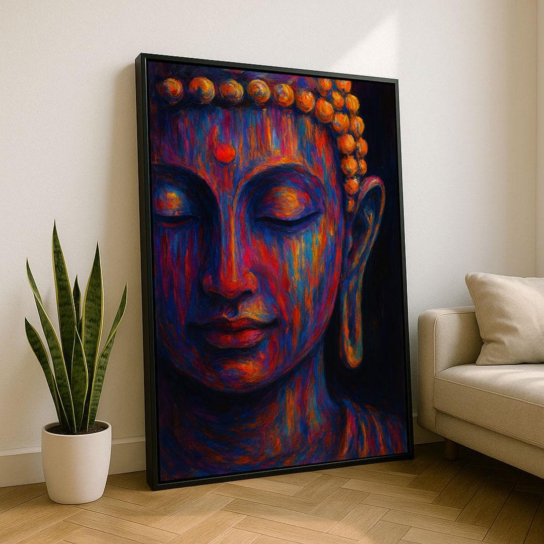 Tranquil Buddha Meditation Canvas Wall Art Print Vibrant Living Room ...