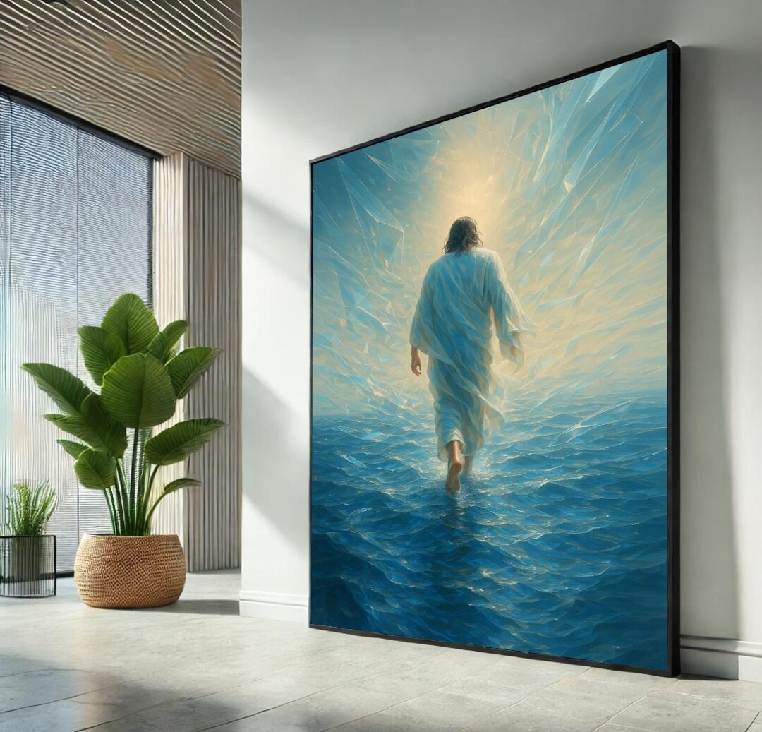 Jesus Walking on Water, Light-filled Christian Canvas Wall Art Print ...