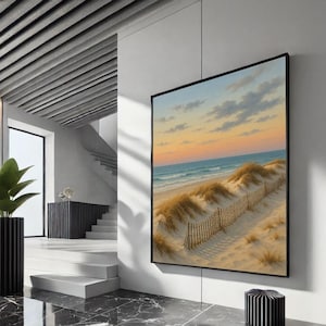 Serene Coastal Sunset Canvas Wall Art Print | Pastel Beach Living Room Decor | Ready to Hang