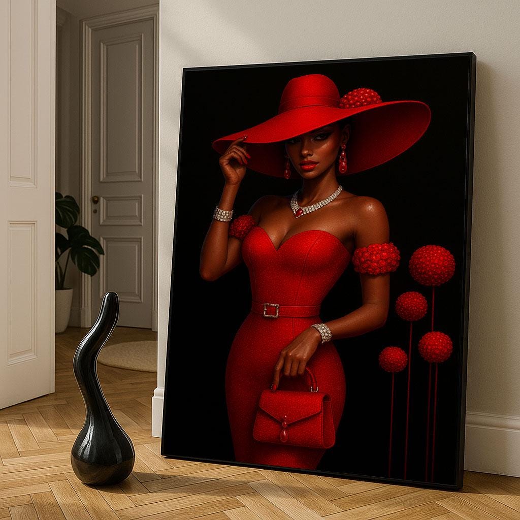 Woman in Red Dress Canvas Print | Elegant Living Room Wall Art - Etsy