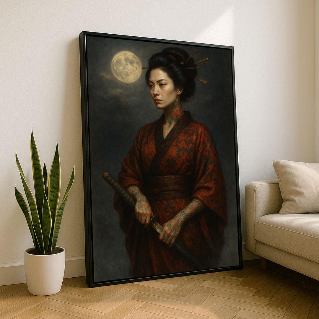 Elegant Japanese Woman in Kimono Canvas Wall Art Print Traditional ...