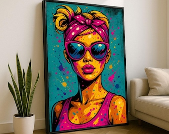 Bold Pop Art Woman Canvas Wall Art Print | Vibrant Living Room