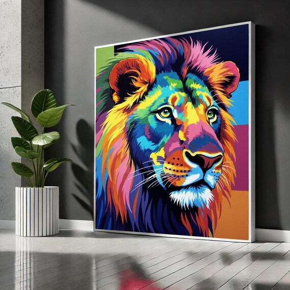 レイン・カラセド アクリル 絵画 本人肉筆 lion シャープなライオン