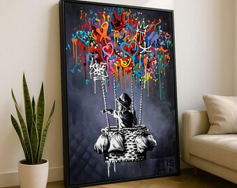 Vibrant Street Art Style Canvas Wall Art Print | Multicolor Living Room Decor | Statement Piece