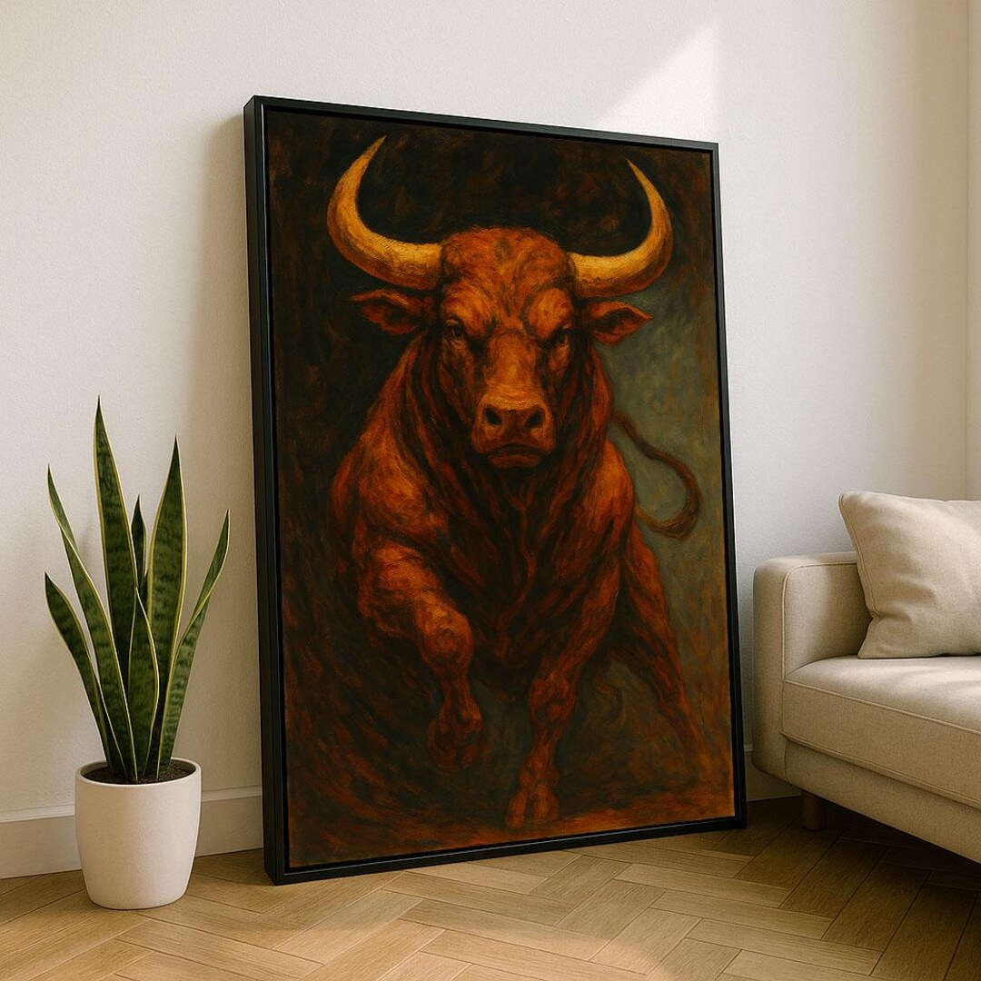 Rustic Bull Rustic Bull Portrait Canvas Print, Farmhouse Wall Art - Etsy