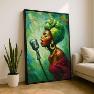 Powerful Jazz Singer Canvas Wall Art Print  Vibrant Living Room Decor  Luxury Gift