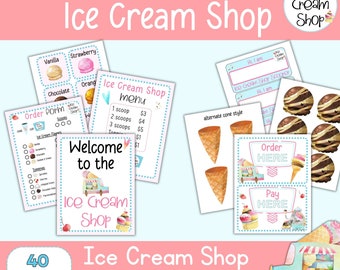 Ice Cream Shop Dramatic Play Printables - Pretend Play Ice Cream Parlor for Preschool, Kindergarten