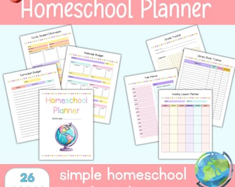 Homeschool Planner - Printable Homeschool Pastel Planner - Home School Curriculum Planner