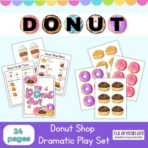 Donut Shop Dramatic Play Printables - Pretend Play Donut Shop for Preschool, Kindergarten