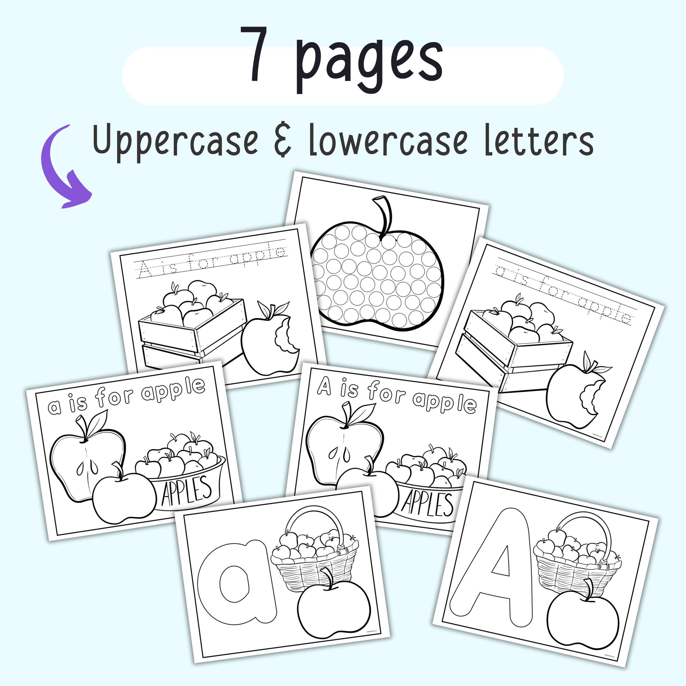 A is for Apple Coloring Pages - Apple Coloring Pages for Kids - Letter ...