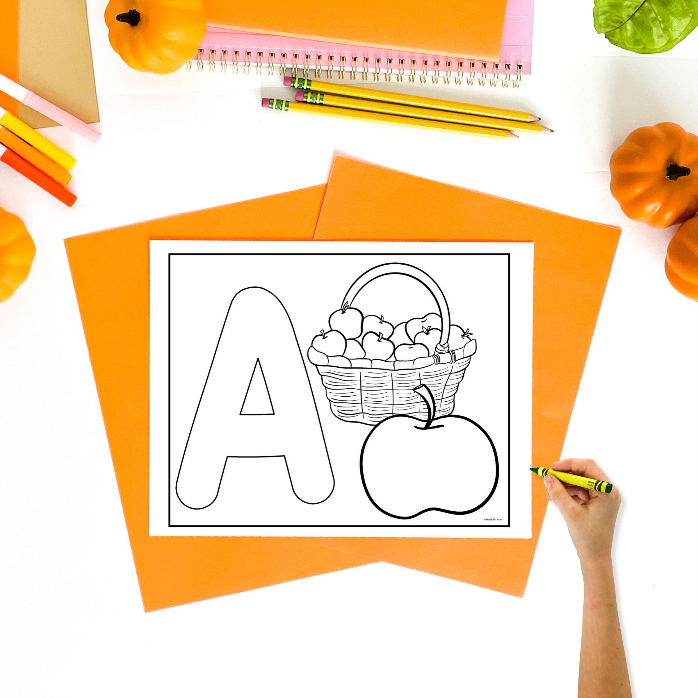 A is for Apple Coloring Pages - Apple Coloring Pages for Kids - Letter ...