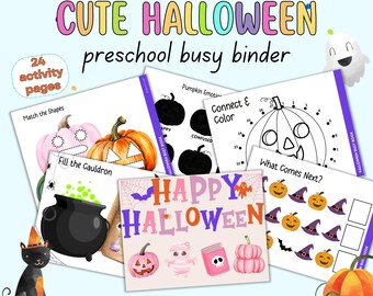 Halloween Busy Binder for Toddlers and Preschoolers - Quiet Book for Kids 3-5 - Halloween Toddler Activities - Classroom Center Activities
