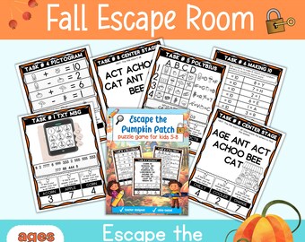 Fall Escape Room - No Prep Escape Room at Home for Kids 5-8 - Classroom Escape Room Games