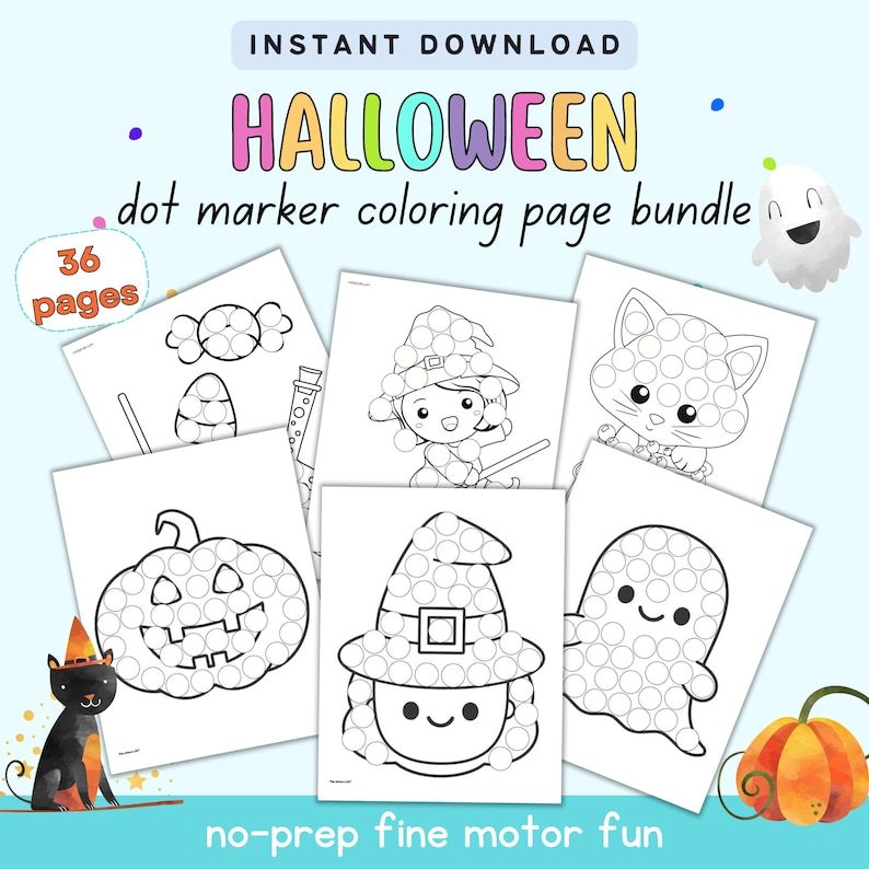 Halloween Dot Marker Coloring Pages Printable - Dot Markers Activity ...