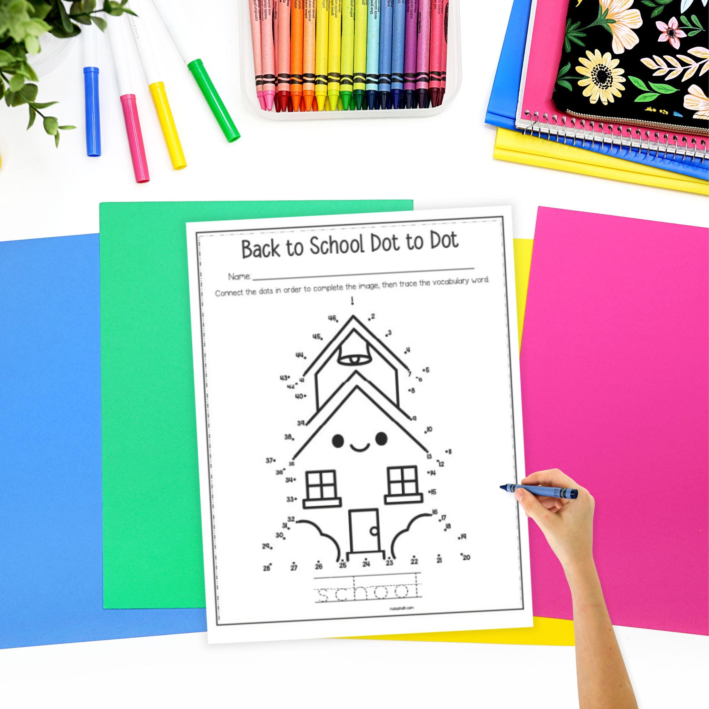 Back to School Connect the Dots Worksheets - Back to School Dot to Dots ...
