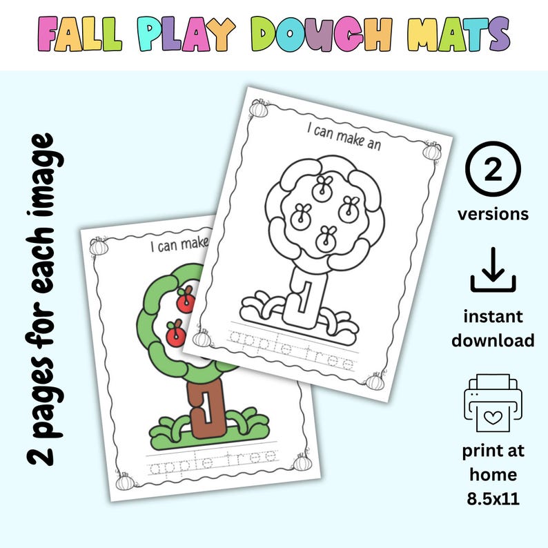 Fall Play Dough Mats - Fall Themed Play Dough Activity Mats - Fine ...