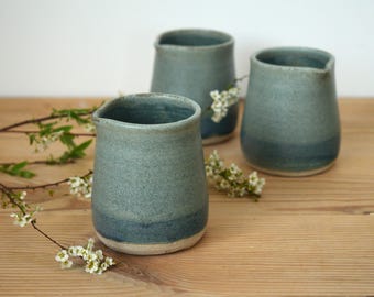 Handmade ceramic milk jug in satin grey blue