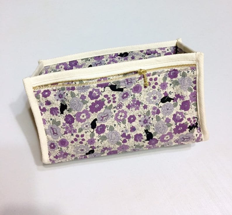 Black Cats in a Flower Garden - Purse Organizer Inner Purse Purse Insert Bag in Bag Purple