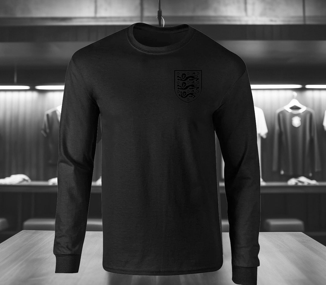 1966 England Blackout Shirt Three Lions Badge Long Sleeve England